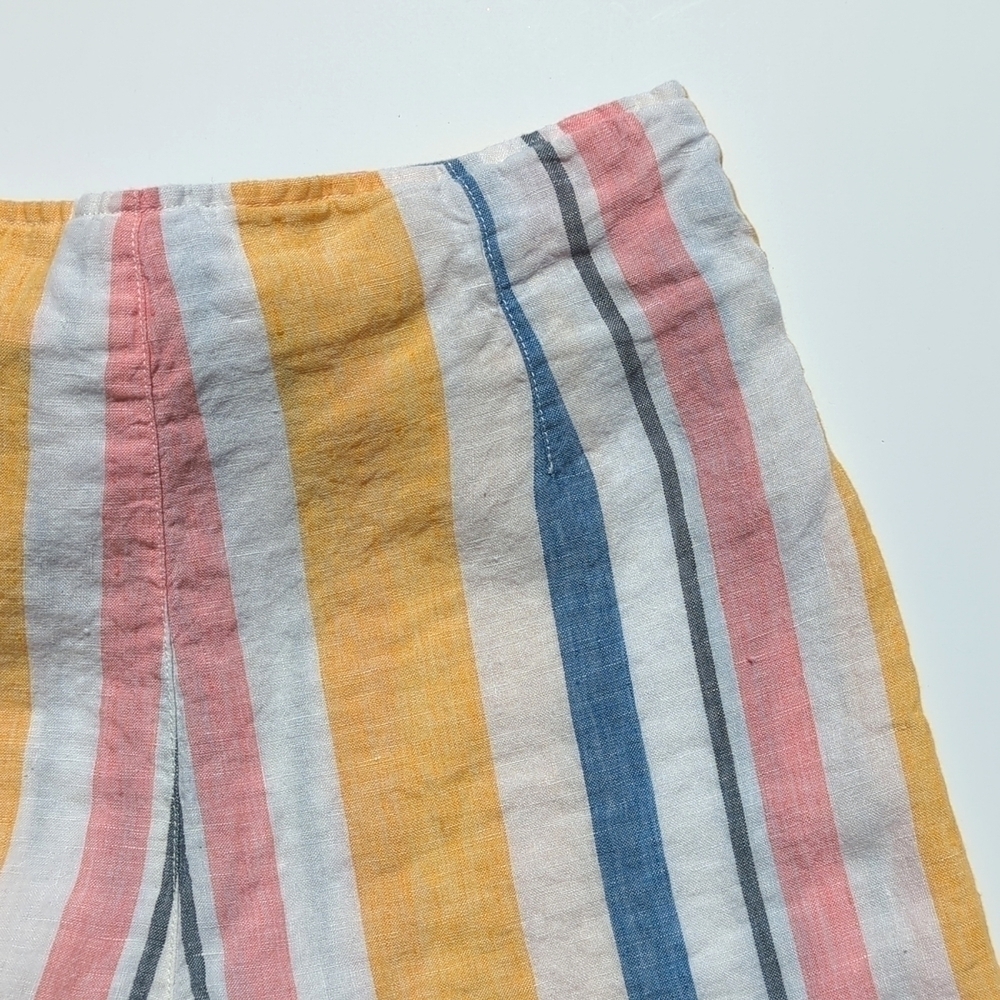 C&C California Multicolor Striped Lightweight Linen High Waisted Summer Shorts 8 - Picture 11 of 12